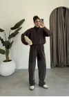 Modal Kumaş Polo Yaka Kahve Takım