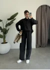 Modal Kumaş Polo Yaka Siyah Takım