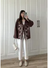 Müslin Kumaş Kahve Nakışlı Kimono