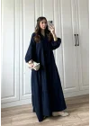 Müslin Kumaş Oversize Lacivert Elbise