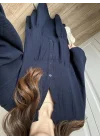 Müslin Kumaş Oversize Lacivert Elbise