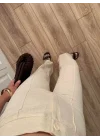 Nervür Dikişli Yükselbel Keten Pantolon
