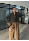 Nessa Fermuarlı Antrasit Triko Hırka