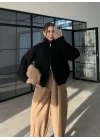 Nessa Fermuarlı Siyah Triko Hırka