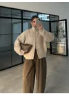 Nessa Fermuarlı Taş Triko Hırka