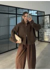 Nessa Fermuarlı Vizon Triko Hırka
