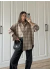 Noble Oversize Bej Ekose Gömlek