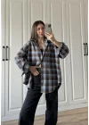 Noble Oversize Mavi Ekose Gömlek
