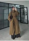 Noven Dik Yaka Haki Trençkot