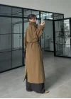 Noven Dik Yaka Haki Trençkot
