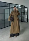 Noven Dik Yaka Haki Trençkot