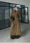 Noven Dik Yaka Haki Trençkot