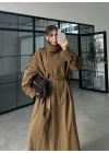 Noven Dik Yaka Haki Trençkot