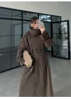 Noven Dik Yaka Kahve Trençkot