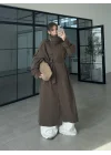 Noven Dik Yaka Kahve Trençkot