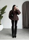 Nuve Premium Astarlı Kahve Trençkot
