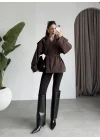 Nuve Premium Astarlı Kahve Trençkot