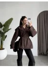 Nuve Premium Astarlı Kahve Trençkot