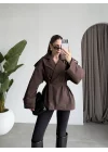 Nuve Premium Astarlı Kahve Trençkot