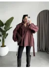Nuve Premium Astarlı Bordo Trençkot