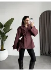 Nuve Premium Astarlı Bordo Trençkot