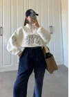NycQ İçi Şardonlu Premium Beyaz Sweatshirt