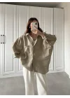 Olive Oversize Tensel Gömlek
