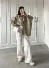 Olive Oversize Tensel Gömlek