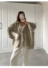 Olive Oversize Tensel Gömlek