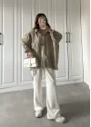 Olive Oversize Tensel Gömlek
