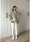 Olive Oversize Tensel Gömlek