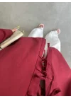 Önü Bağlamalı Bordo Keten Kimono