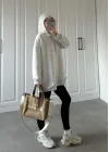 Oversize Üç İplik Şardonlu Gri Sweatshirt