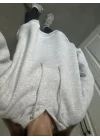 Oversize Üç İplik Şardonlu Gri Sweatshirt