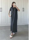 Oys Kumaş Likralı Basic Antrasit Elbise