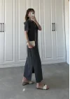 Oys Kumaş Likralı Basic Antrasit Elbise