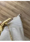 Oysh Kumaş Basic Yırtmaçlı Gri Uzun Elbise
