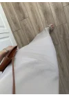 Oysh Kumaş Basic Yırtmaçlı Vizon Uzun Elbise