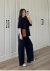 Oysh Kumaş Kısakollu Lacivert Modal Takım