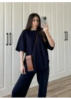 Oysh Kumaş Kısakollu Lacivert Modal Takım
