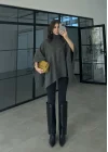 Pelerin Dik Yaka Antrasit Triko