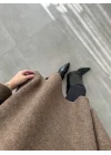 Pelerin Dik Yaka Kahve Triko