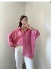 Pembe Oversize Tensel Gömlek