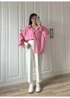 Pembe Oversize Tensel Gömlek