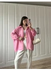 Pembe Oversize Tensel Gömlek