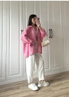 Pembe Oversize Tensel Gömlek