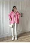 Pembe Oversize Tensel Gömlek