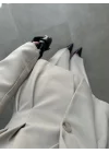 Pilili Belden Oturmalı Taş Blazer Takım