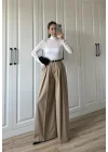 Pilili Palazzo Kemerli Camel Pantolon