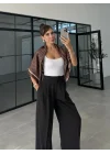 Pinterest Basic Palazzo Kumaş Kahve Pantolon